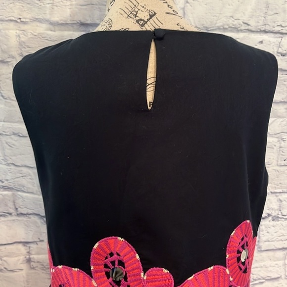 Tibi Embroidered Shift Dress Paisley Design Sleeveless Size 8 Scalloped Hem - Picture 7 of 11